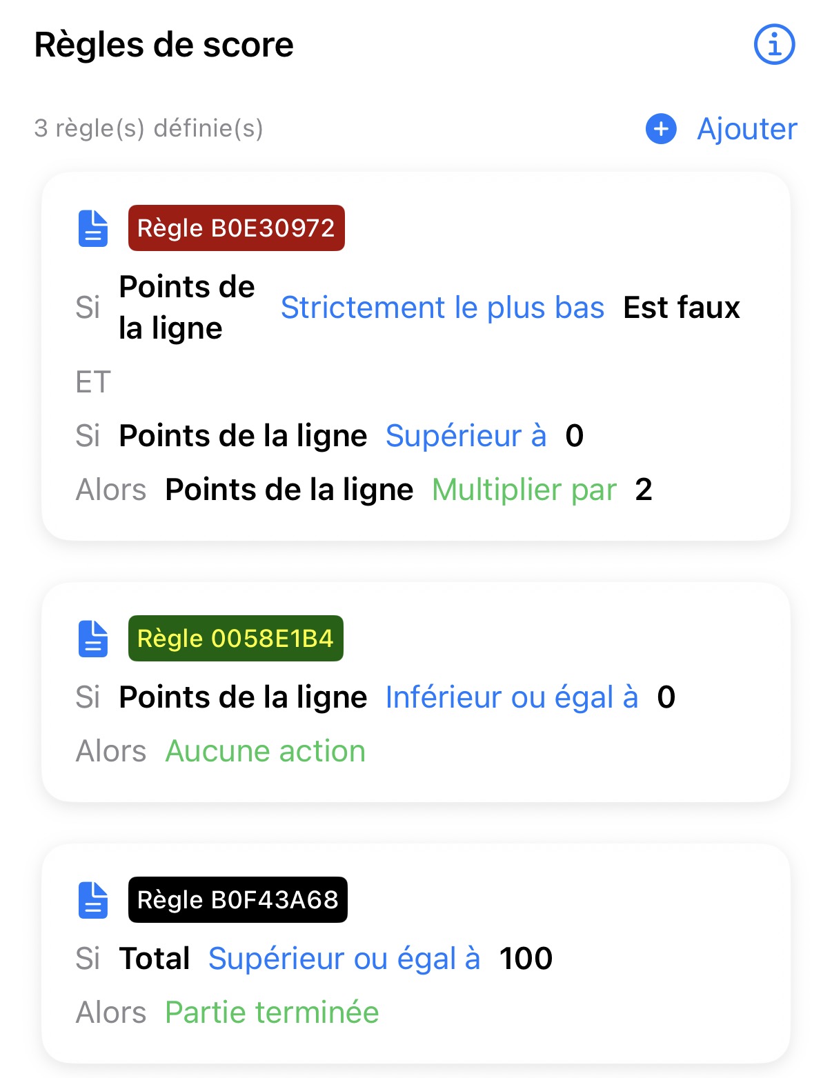 Règles de score dynamiques (Scripts)
